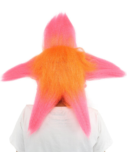 Adult Women’s Star-Shape Pink & Orange Spiky Wig | Bold Hair with Extreme Pointed Volume | Fantasy Accessory for Halloween, Cosplay & Theme Events