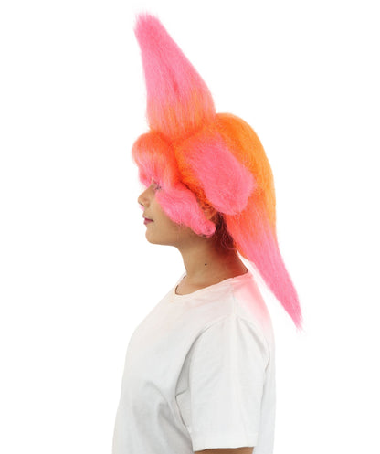 Adult Women’s Star-Shape Pink & Orange Spiky Wig | Bold Hair with Extreme Pointed Volume | Fantasy Accessory for Halloween, Cosplay & Theme Events