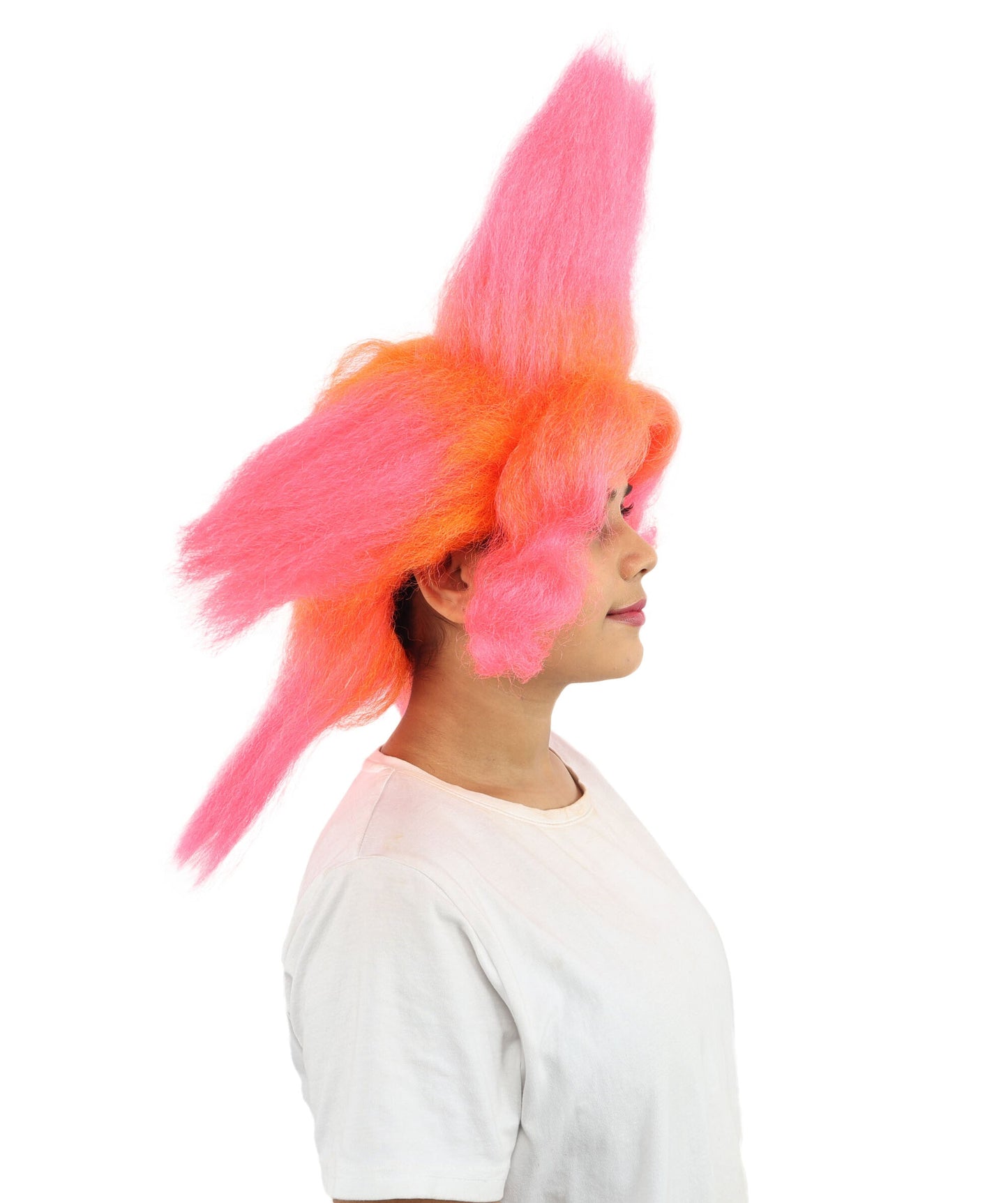 Adult Women’s Star-Shape Pink & Orange Spiky Wig | Bold Hair with Extreme Pointed Volume | Fantasy Accessory for Halloween, Cosplay & Theme Events