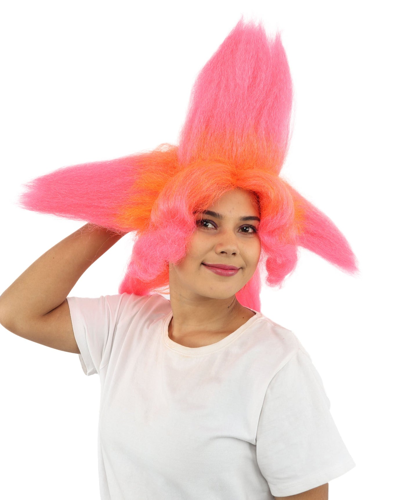 Adult Women’s Star-Shape Pink & Orange Spiky Wig | Bold Hair with Extreme Pointed Volume | Fantasy Accessory for Halloween, Cosplay & Theme Events