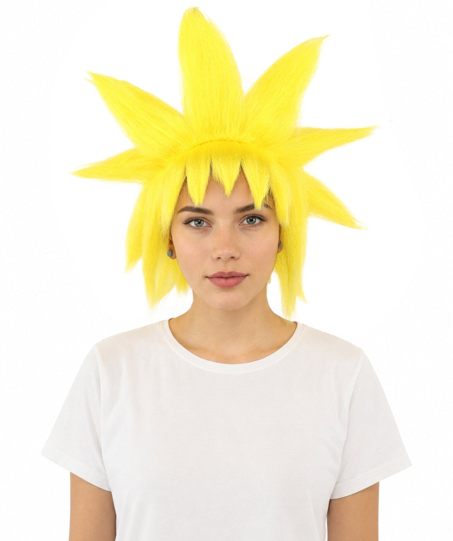 Adult Women’s Fantasy Short Yellow Spiky Wig | Anime-Inspired Hairpiece with Volume and Pointed Spike Style | Ideal for Halloween, Cosplay & Theme Events