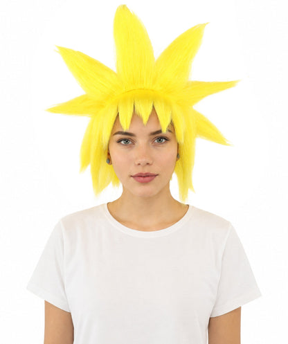 Adult Women’s Fantasy Short Yellow Spiky Wig | Anime-Inspired Hairpiece with Volume and Pointed Spike Style | Ideal for Halloween, Cosplay & Theme Events