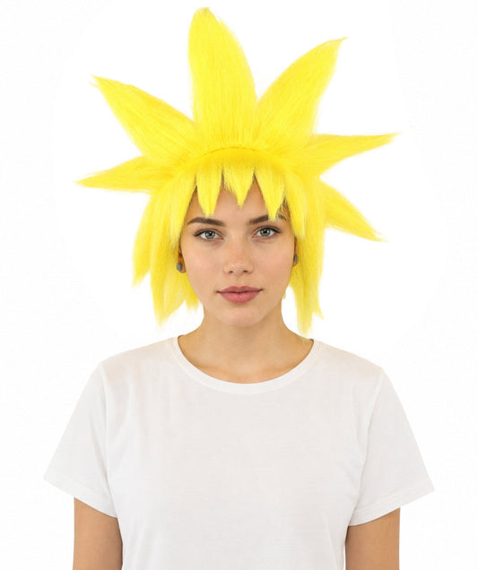 Adult Women’s Fantasy Short Yellow Spiky Wig | Anime-Inspired Hairpiece with Volume and Pointed Spike Style | Ideal for Halloween, Cosplay & Theme Events