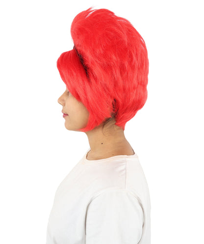 Adult Women’s Voluminous Red & Black Fantasy Medium Wig | Sculpted Pixie Style with Breathable Cap | Ideal for Halloween, Cosplay & Theme Events