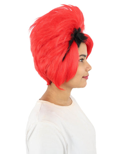 Adult Women’s Voluminous Red & Black Fantasy Medium Wig | Sculpted Pixie Style with Breathable Cap | Ideal for Halloween, Cosplay & Theme Events