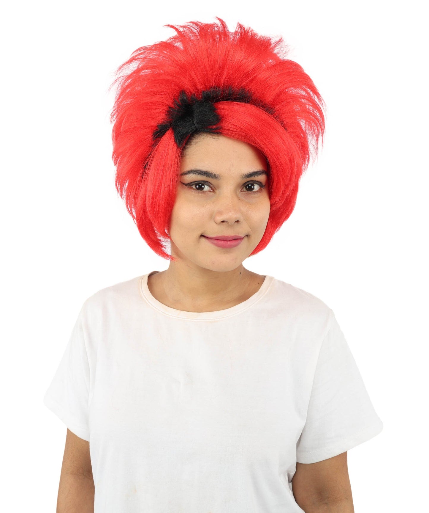 Adult Women’s Voluminous Red & Black Fantasy Medium Wig | Sculpted Pixie Style with Breathable Cap | Ideal for Halloween, Cosplay & Theme Events