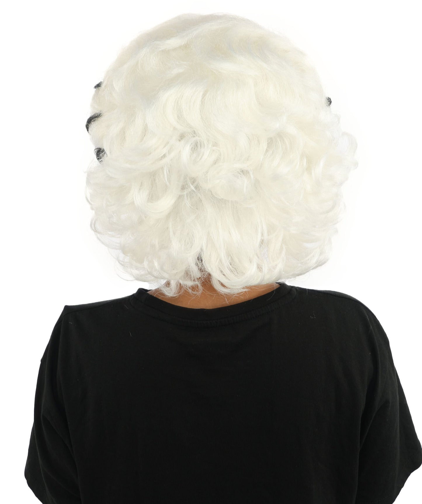 HPO Women’s Black & White Fluffy Fantasy Updo Wig | Voluminous Curly Hair | Ideal for Halloween, Cosplay & Theme Events