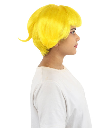 Adult Women’s Short Volume Yellow Wig | Bright Hair with Rounded Retro Style | Capless Design for Halloween, Cosplay & Theme Events