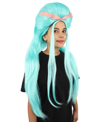 Adult Women’s Fantasy Aqua Blue Wig | Extra Long Flowing Hair with Ocean-Inspired Style | Colorful for Cosplay, Halloween, Parties, and Theme Events