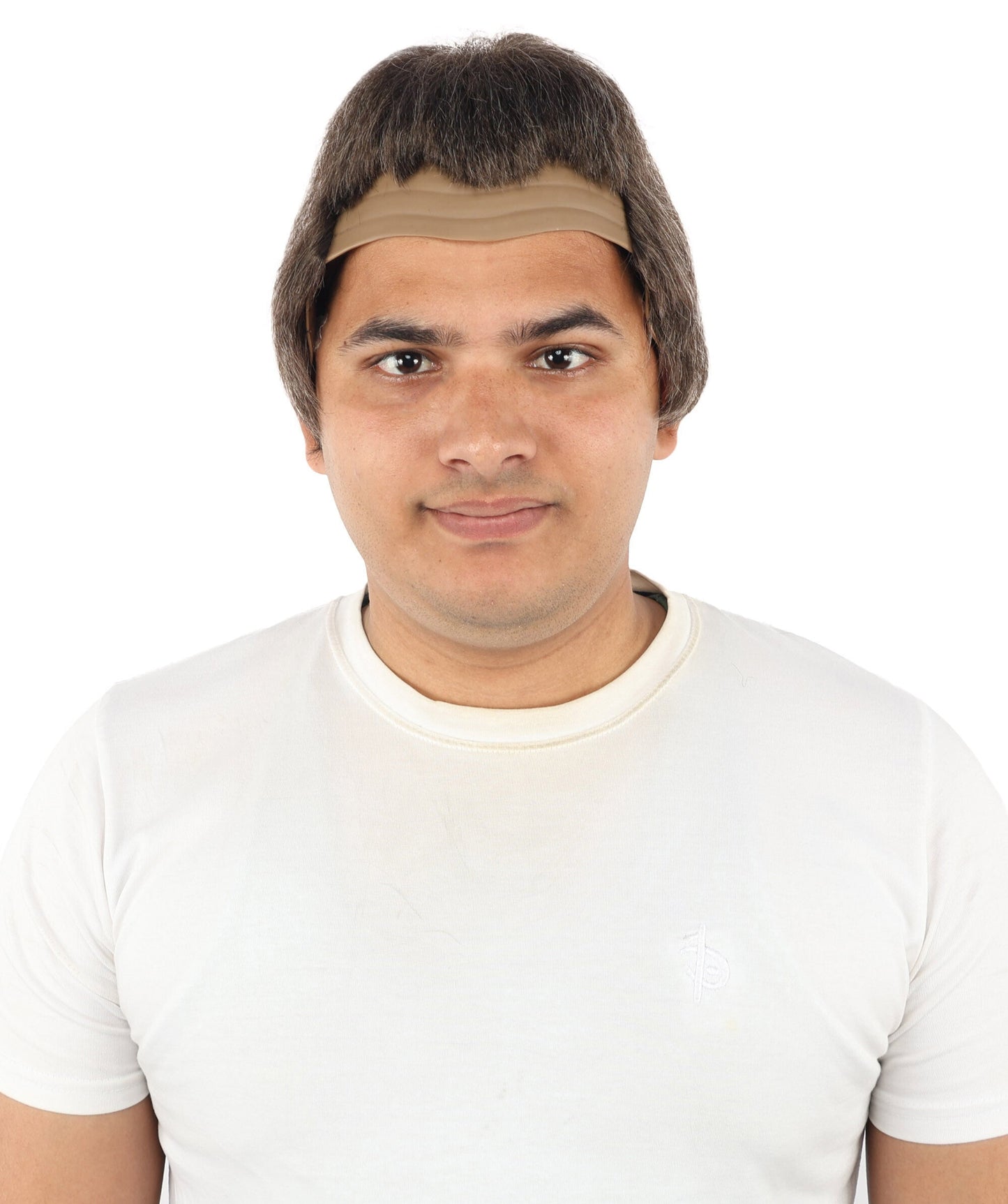 Short Textured Mens Wig | Grey synthetic fibers with subtle volume layered cut and bald cap construction | Essential for theater performance Halloween party and costume events