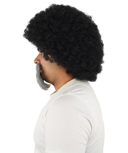 Men's Two-Tone Afro Wig | Split dual hue design, create of synthetic fiber, massive tightly curled spherical volume, breathable base | Party, Halloween, theater, drag, performance, costume events