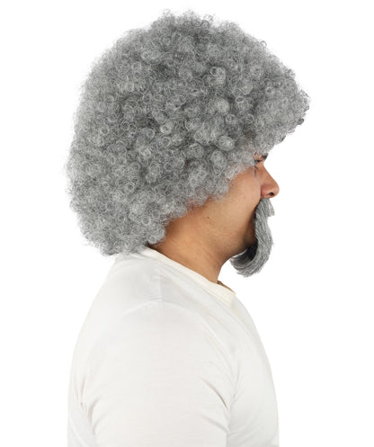 Men's Two-Tone Afro Wig | Split dual hue design, create of synthetic fiber, massive tightly curled spherical volume, breathable base | Party, Halloween, theater, drag, performance, costume events