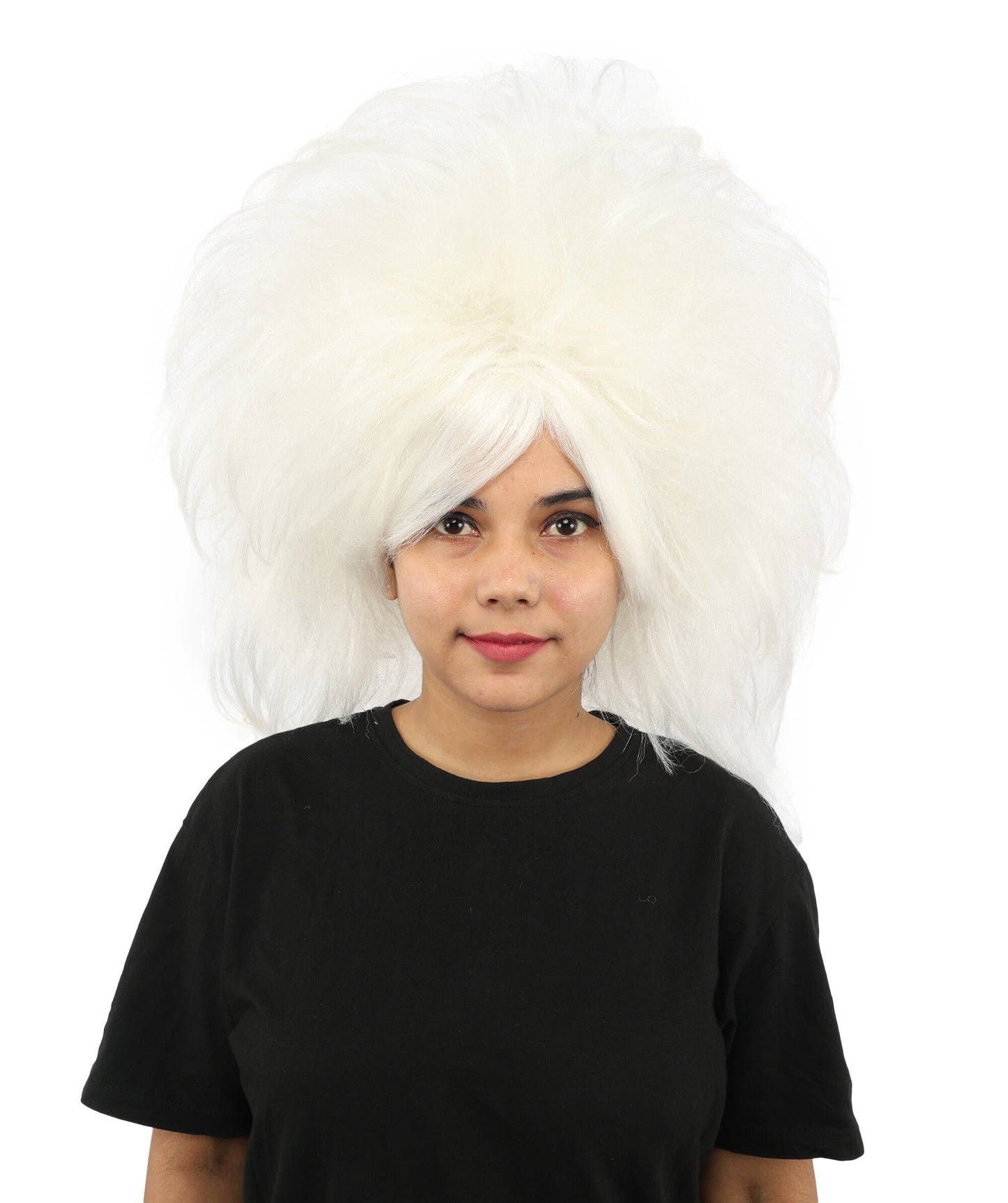 Women's Voluminous Theatrical Wig | White created of synthetic fiber, extreme teased texture, capless base | Drag, Halloween, stage performance