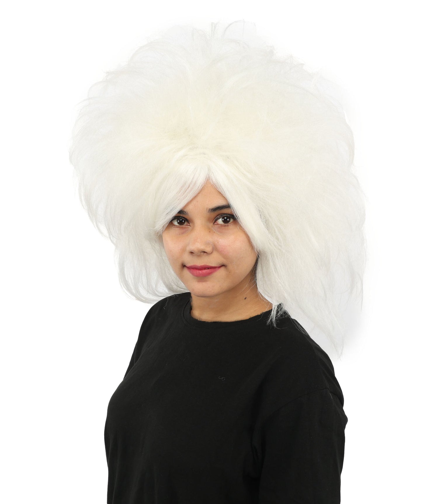 Women's Voluminous Theatrical Wig | White created of synthetic fiber, extreme teased texture, capless base | Drag, Halloween, stage performance