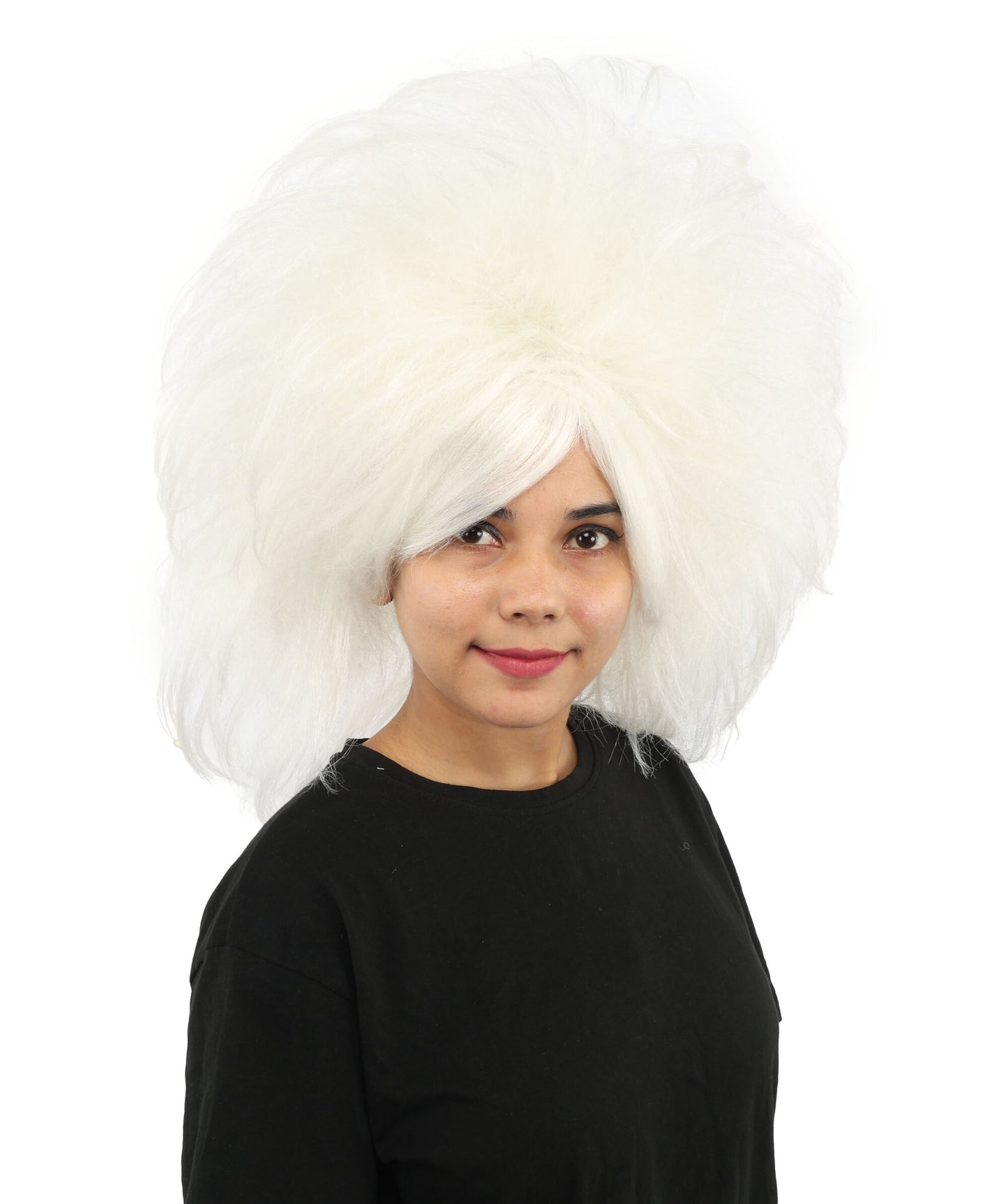 Women's Voluminous Theatrical Wig | White created of synthetic fiber, extreme teased texture, capless base | Drag, Halloween, stage performance