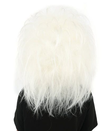 Women's Voluminous Theatrical Wig | White created of synthetic fiber, extreme teased texture, capless base | Drag, Halloween, stage performance