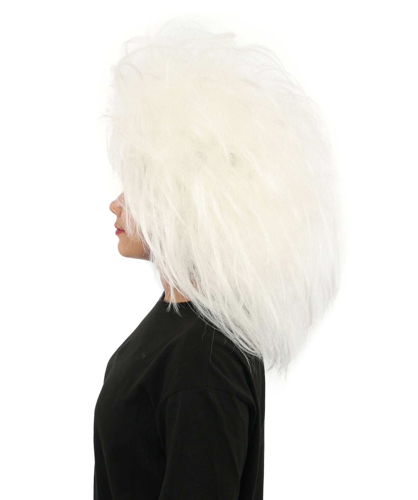 Women's Voluminous Theatrical Wig | White created of synthetic fiber, extreme teased texture, capless base | Drag, Halloween, stage performance