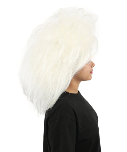 Women's Voluminous Theatrical Wig | White created of synthetic fiber, extreme teased texture, capless base | Drag, Halloween, stage performance