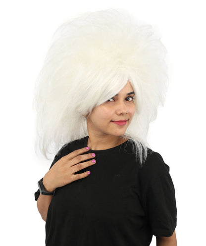 Women's Voluminous Theatrical Wig | White created of synthetic fiber, extreme teased texture, capless base | Drag, Halloween, stage performance