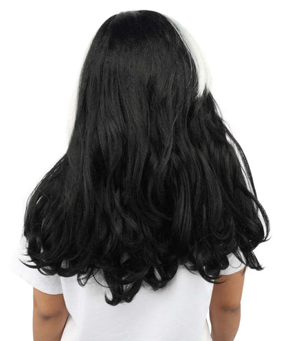 Adult Women’s Rapper-Inspired Black & White Two-Tone Wig | Long Curly Hairpiece with Breathable Capless Design | Ideal for Cosplay, Parties & Halloween