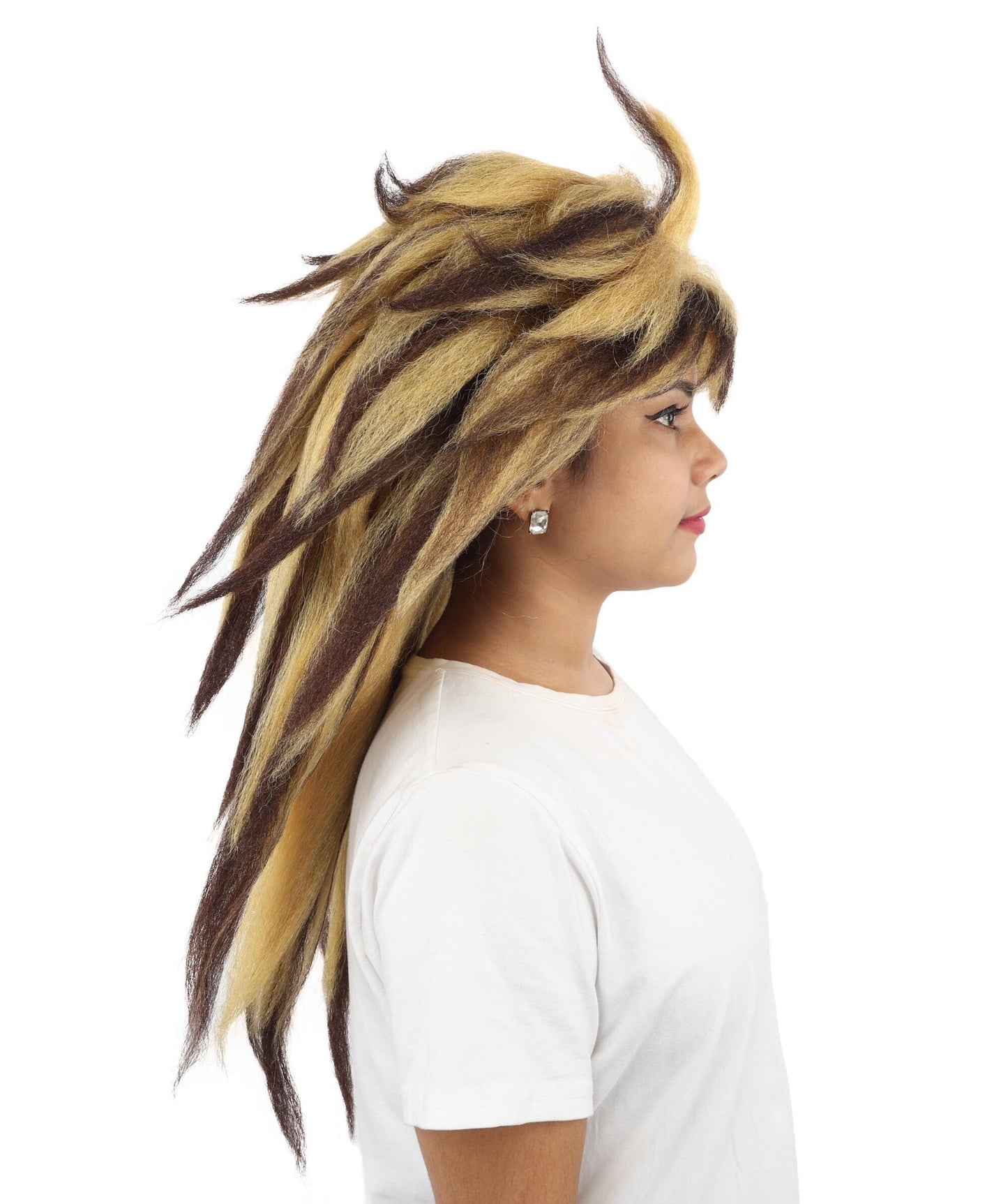 Adult Voluminous Multicolor Spiky Straight Wig | Extra Long Layered Hair with Feathered Spike Style | Ideal for Halloween, Cosplay & Theme Events