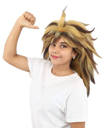 Adult Voluminous Multicolor Spiky Straight Wig | Extra Long Layered Hair with Feathered Spike Style | Ideal for Halloween, Cosplay & Theme Events