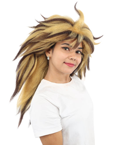Adult Voluminous Multicolor Spiky Straight Wig | Extra Long Layered Hair with Feathered Spike Style | Ideal for Halloween, Cosplay & Theme Events