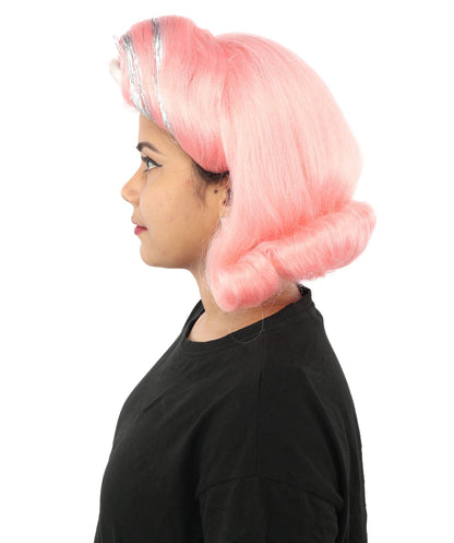 Adult Women’s Medium Curled Multicolor Vintage Wig | Victory Roll Hairstyle | Retro Hairpiece for Halloween, Cosplay & Themed Events