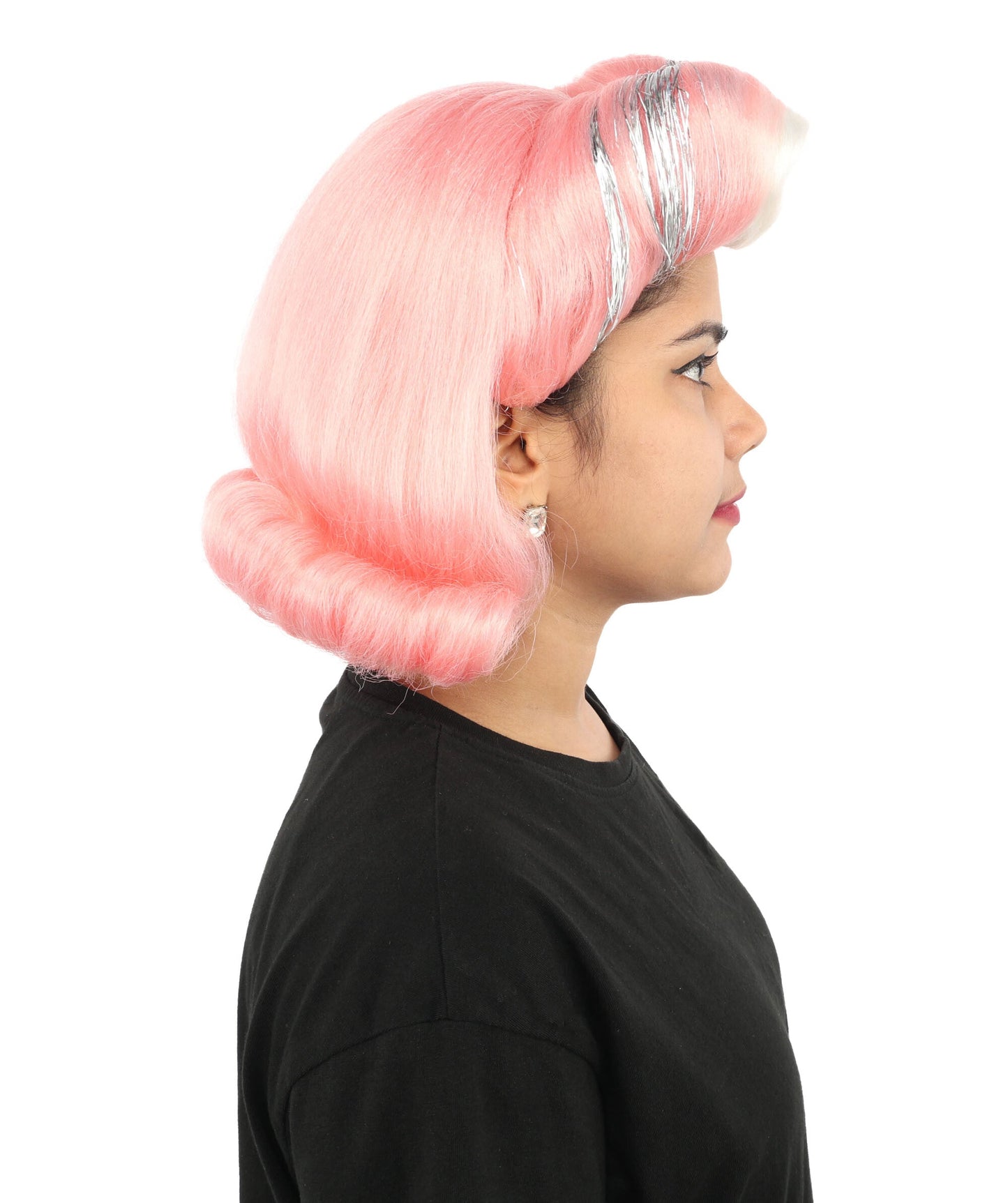 Adult Women’s Medium Curled Multicolor Vintage Wig | Victory Roll Hairstyle | Retro Hairpiece for Halloween, Cosplay & Themed Events