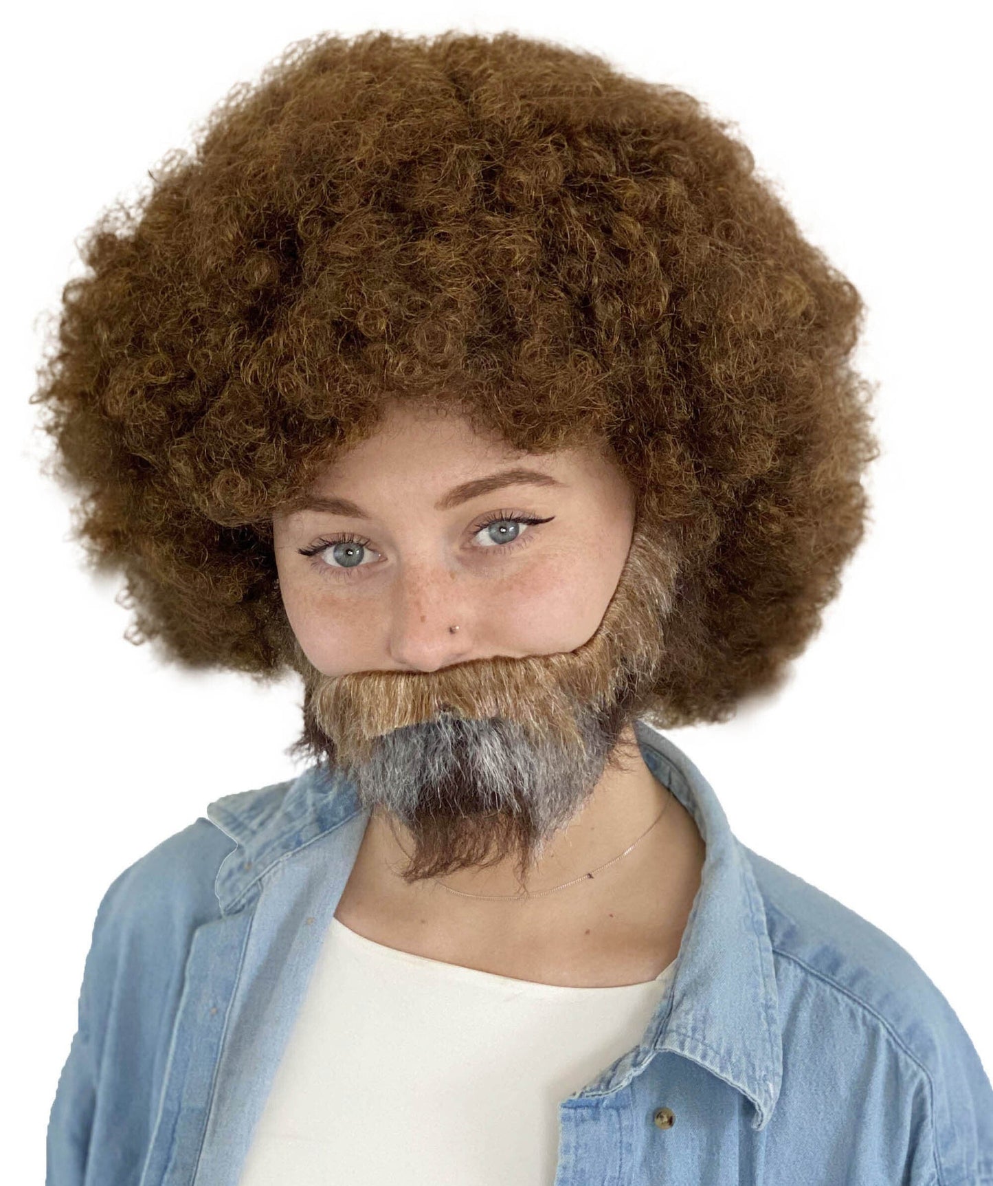 HPO Afro Wig for Bundle Adult & Teen with Beard Mustache Brush & Palette
