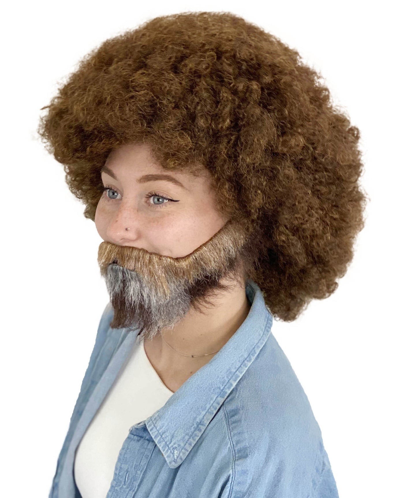 HPO Afro Wig for Bundle Adult & Teen with Beard Mustache Brush & Palette