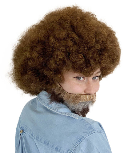 HPO Afro Wig for Bundle Adult & Teen with Beard Mustache Brush & Palette