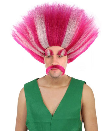 HPO Troll King Wig with Eyebrows Mustache for Bundle Adult & Teen Hair Accessory