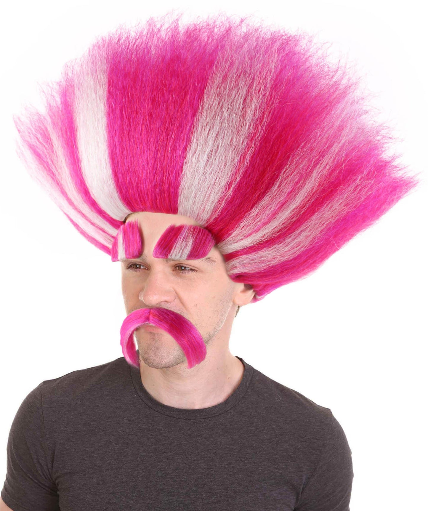 HPO Troll King Wig with Eyebrows Mustache for Bundle Adult & Teen Hair Accessory