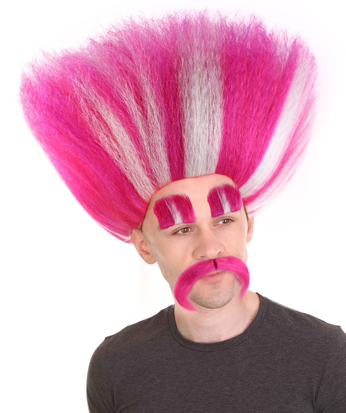 HPO Troll King Wig with Eyebrows Mustache for Bundle Adult & Teen Hair Accessory