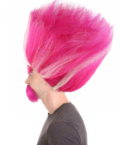 HPO Troll King Wig with Eyebrows Mustache for Bundle Adult & Teen Hair Accessory