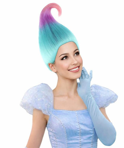 HPO Tri-Color Troll Wig Pointy Troll Fairy Bundle Adult & Teen Costume Hair