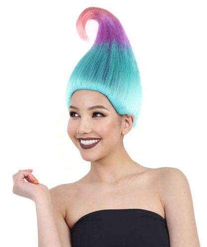 HPO Tri-Color Troll Wig Pointy Troll Fairy Bundle Adult & Teen Costume Hair