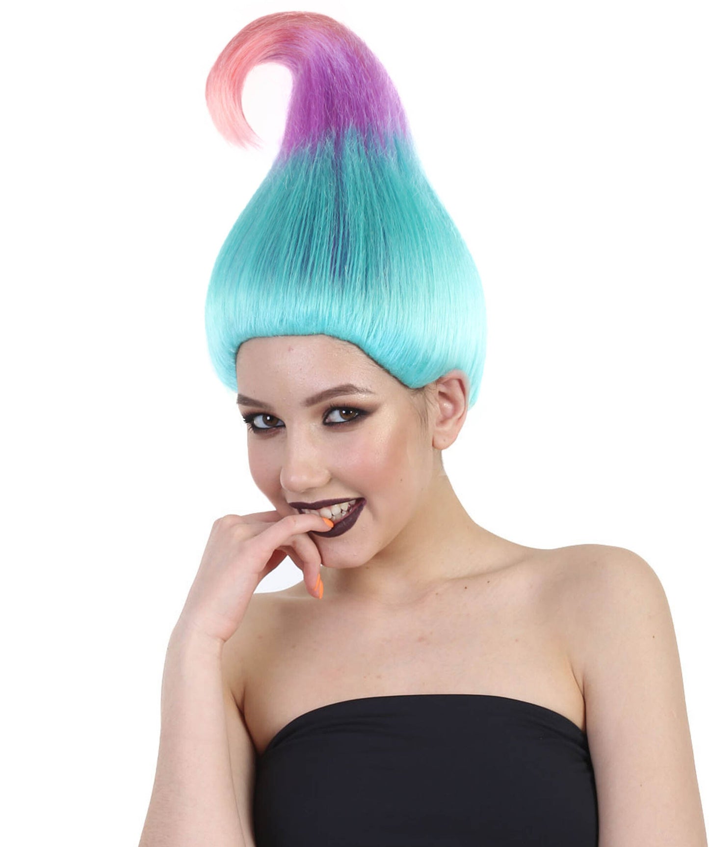 HPO Tri-Color Troll Wig Pointy Troll Fairy Bundle Adult & Teen Costume Hair