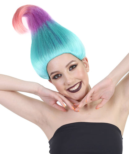 HPO Tri-Color Troll Wig Pointy Troll Fairy Bundle Adult & Teen Costume Hair