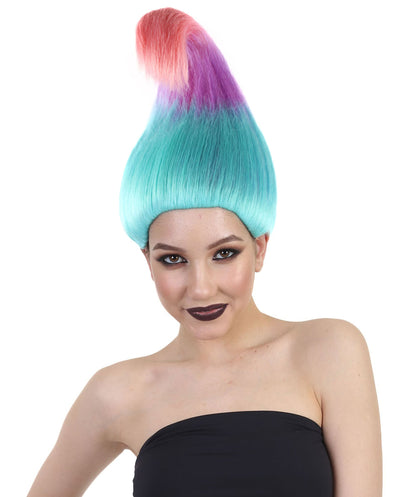 HPO Tri-Color Troll Wig Pointy Troll Fairy Bundle Adult & Teen Costume Hair