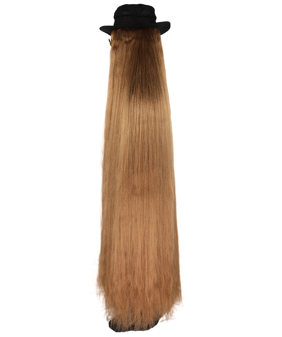 HPO Dapper Creature Brown Hair Wig for 60" Teen & 66" Adult Bundle Costume - Full Length Hairpiece Costume Set With Hat and Round Sunglasses Featuring Dramatic Styling For Outfits & Themed Gatherings