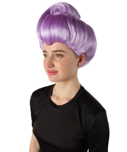 HPO Women's Godmother Beehive Updo Purple Wig for Teen & Adult Bundle Set - Fantasy inspired hairstyle with a classic updo shape Ideal for Halloween Cosplay
