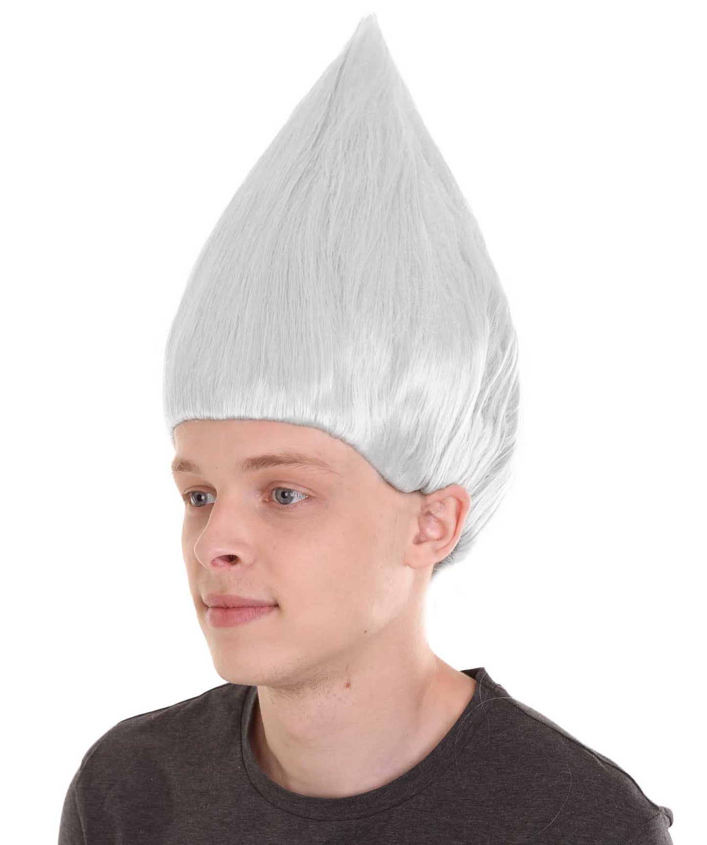HPO Unisex Troll White Wig Bundle for Adult & Teen Classic Spiked Synthetic Hair - Fantasy Hairstyle with A Bold Upright Tall Shape Ideal for Halloween Cosplay Events & Themed Dress-Up
