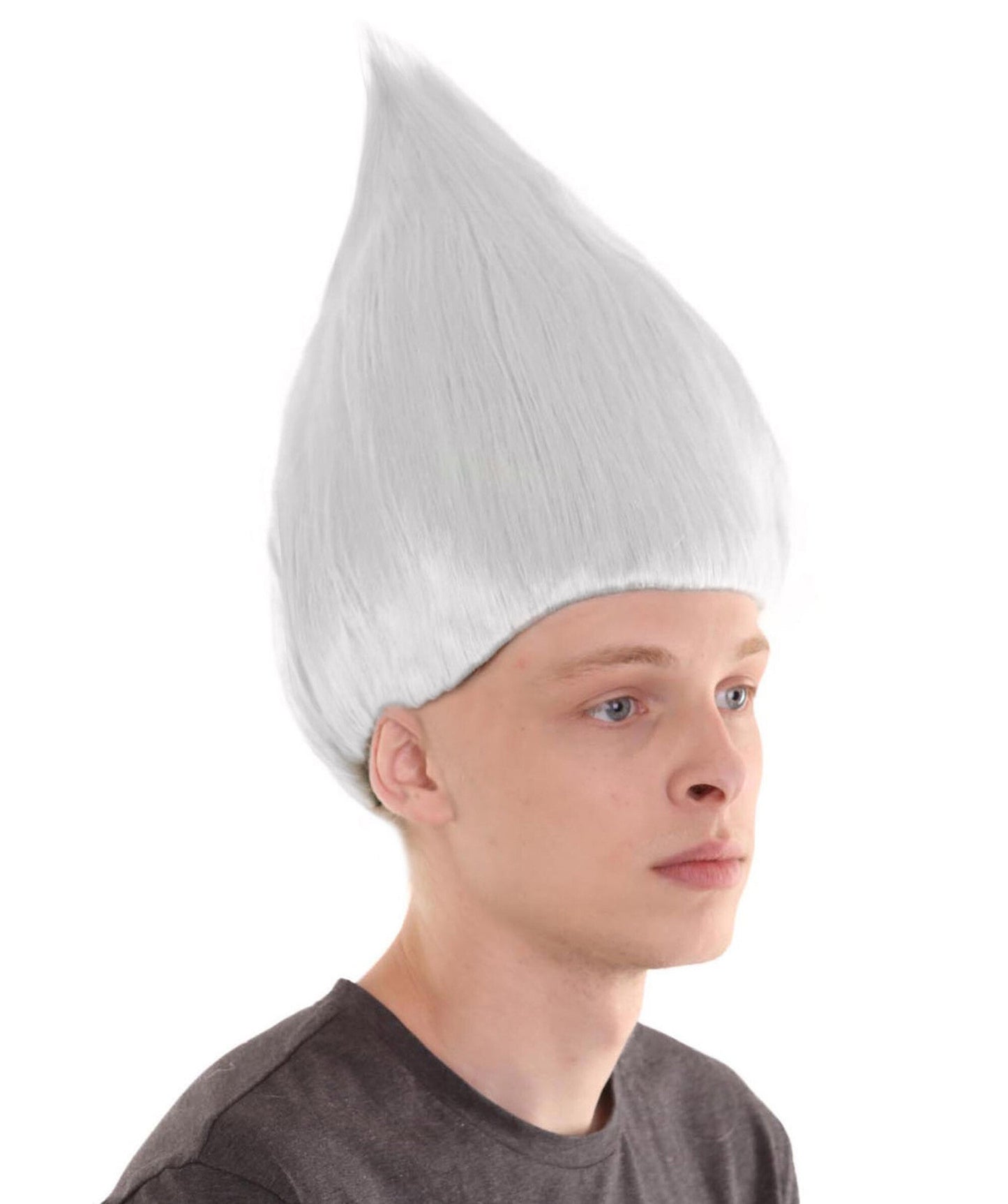 HPO Unisex Troll White Wig Bundle for Adult & Teen Classic Spiked Synthetic Hair - Fantasy Hairstyle with A Bold Upright Tall Shape Ideal for Halloween Cosplay Events & Themed Dress-Up