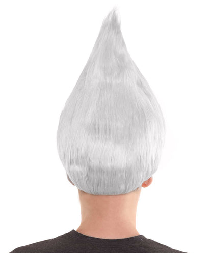 HPO Unisex Troll White Wig Bundle for Adult & Teen Classic Spiked Synthetic Hair - Fantasy Hairstyle with A Bold Upright Tall Shape Ideal for Halloween Cosplay Events & Themed Dress-Up