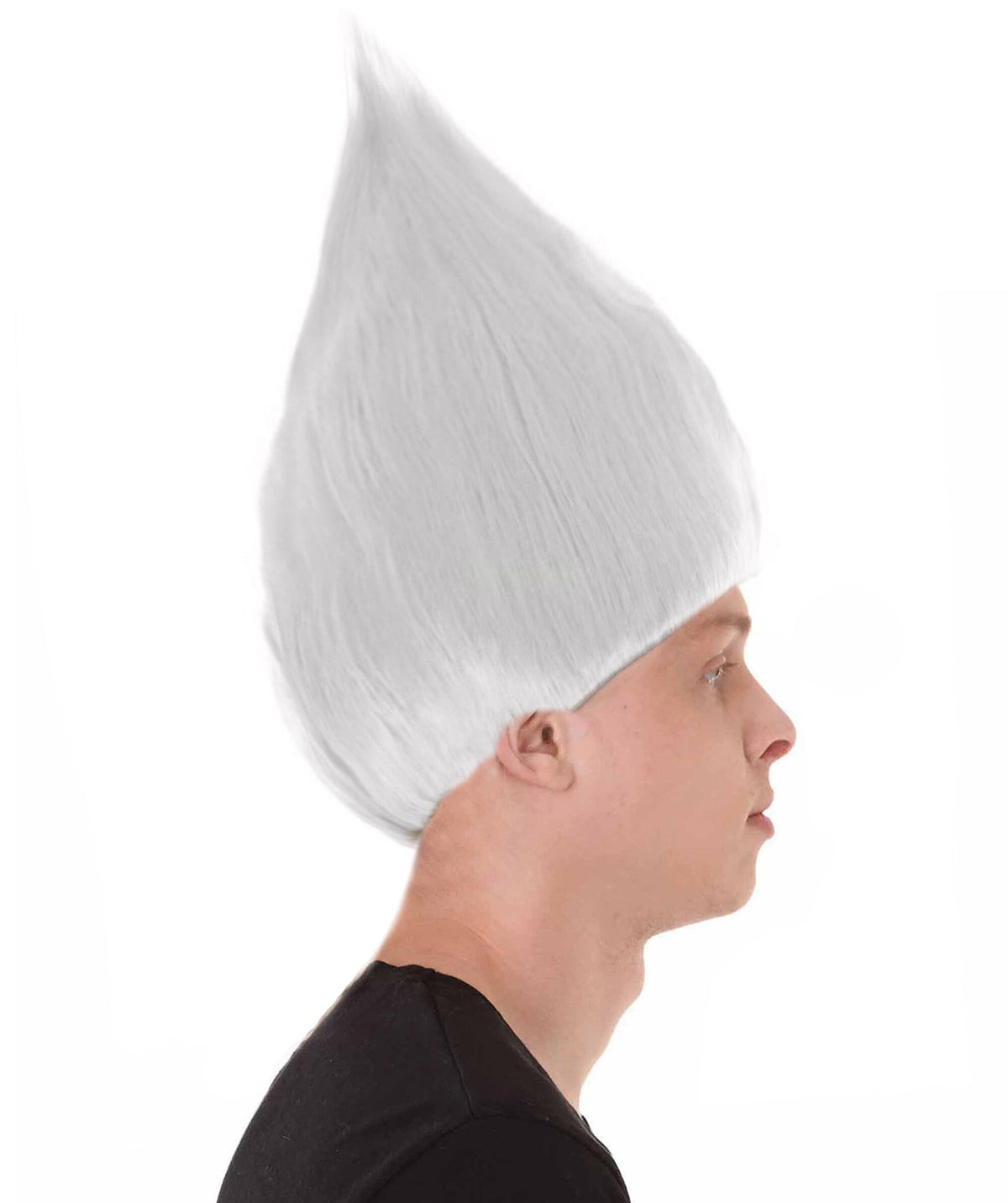 HPO Unisex Troll White Wig Bundle for Adult & Teen Classic Spiked Synthetic Hair - Fantasy Hairstyle with A Bold Upright Tall Shape Ideal for Halloween Cosplay Events & Themed Dress-Up