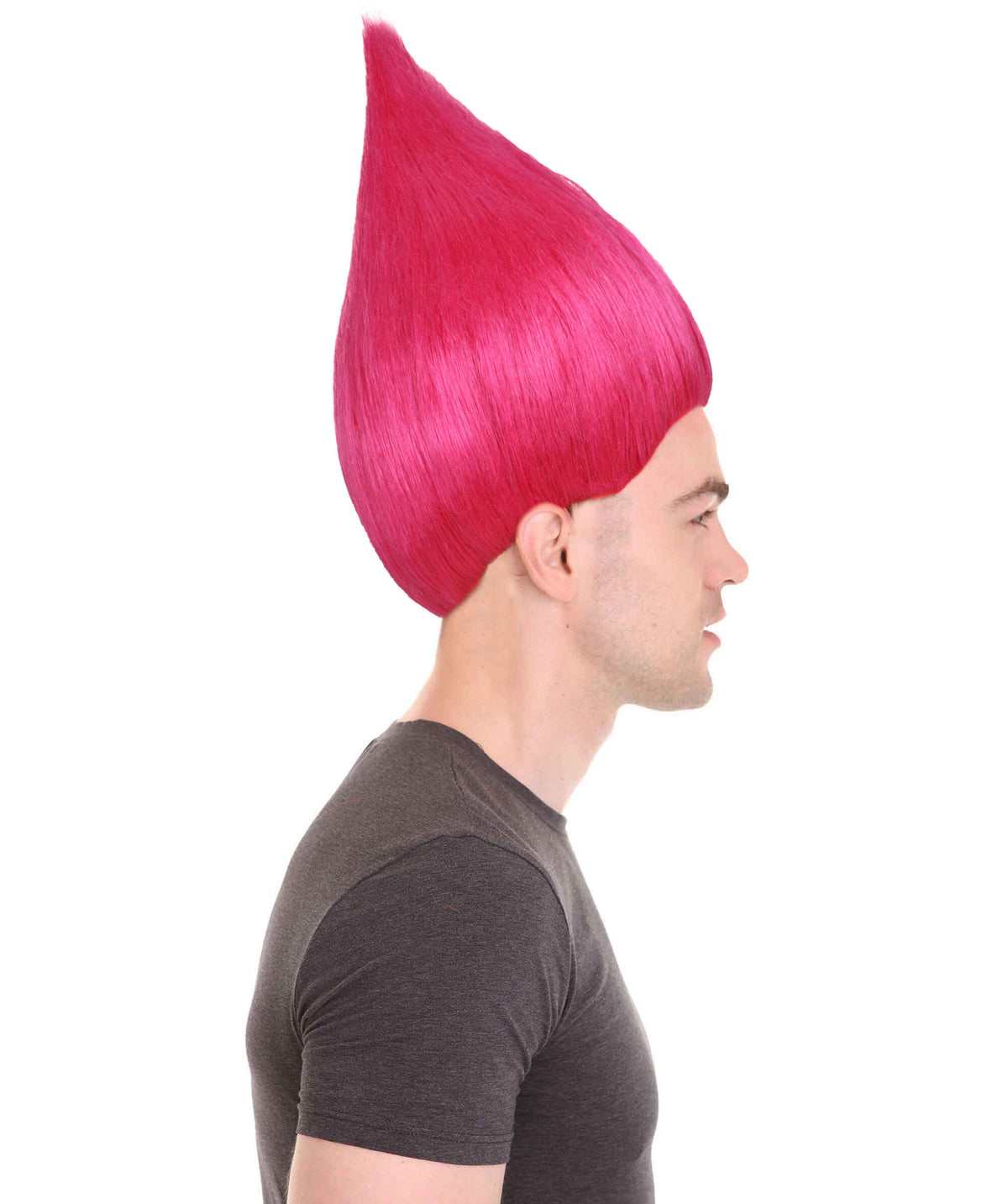 HPO Troll Neon Pink Wig Synthetic Costume Hairpiece Bundle Set for Adult & Teen - Tall Spiked Fantasy Upright Hairstyle With Bold Volume for Cosplay Events & Themed Dress-Up.