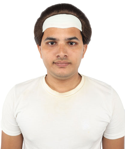 HPO Men's Short Brown Horror Wig With Bald Cap – Costume Hairpiece for Adults | Scary Look for Halloween, Cosplay & Themed Parties
