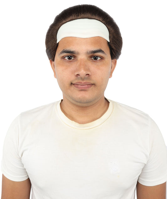 HPO Men's Short Brown Horror Wig With Bald Cap – Costume Hairpiece for Adults | Scary Look for Halloween, Cosplay & Themed Parties